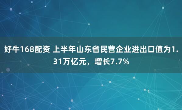 好牛168配资 上半年山东省民营企业进出口值为1.31万亿元，增长7.7%